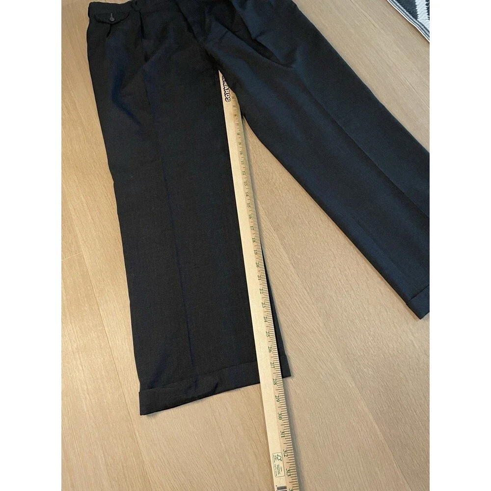Polo Ralph Lauren Mens Black Pleated Dress Pants Cuffed Trouser Classic Fit